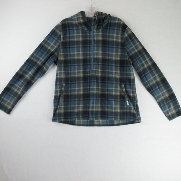 O'Neill Tops - O'Neill Women's Julia Pullover Hoodie Size L 3/4 Zip Pockets Blue Flannel